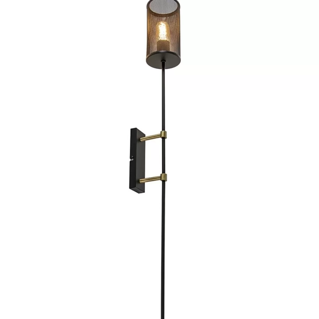 Wandlamp cilinder zwart/goud XL>Straluma Cheap