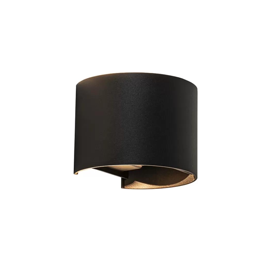 Wandlamp Davos afgerond zwart IP54 2700k>Straluma Online