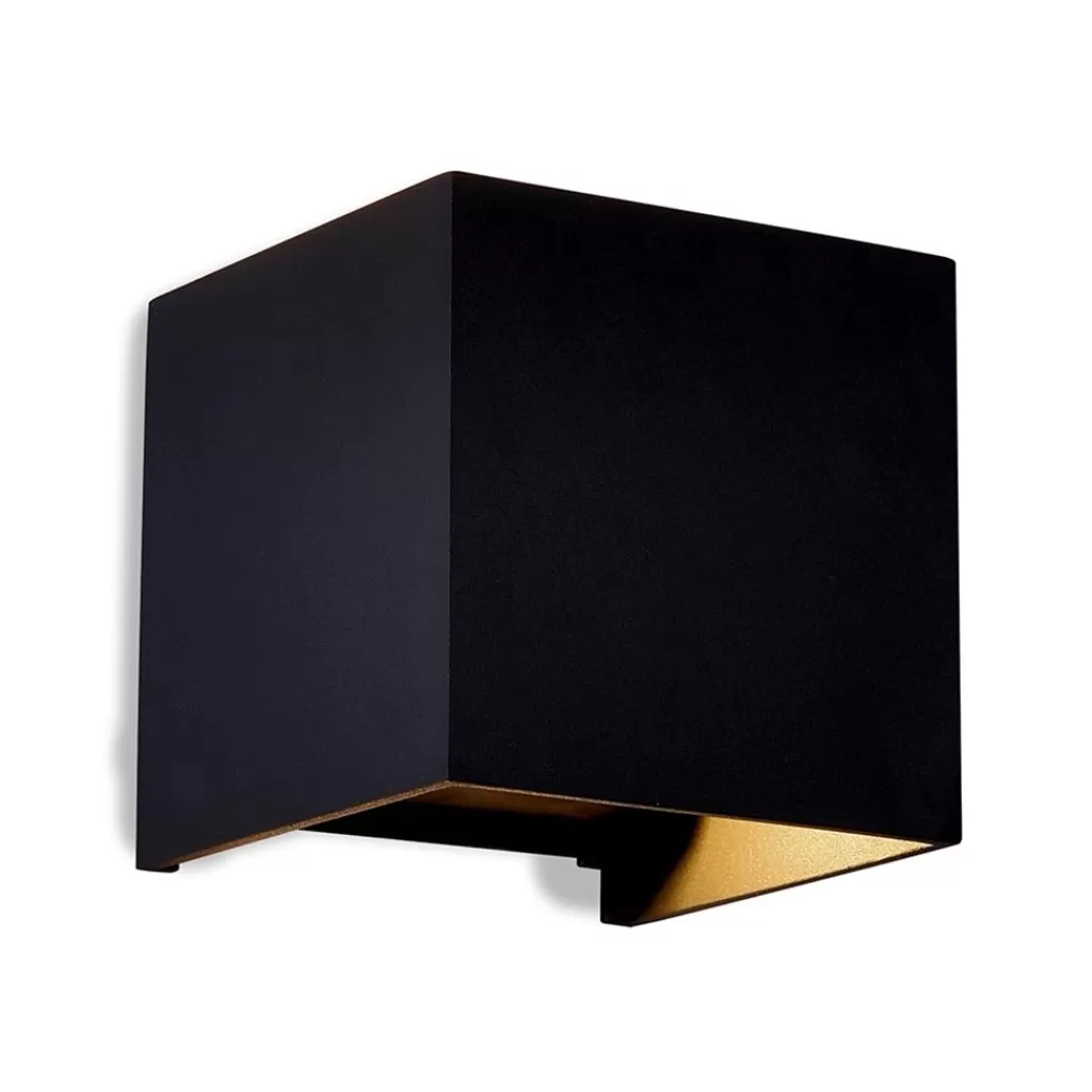 Wandlamp Davos kubus zwart IP54 2700k>Straluma Store