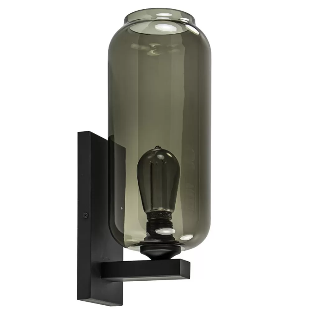 Wandlamp Lett zwart + smoke glas>Straluma Fashion