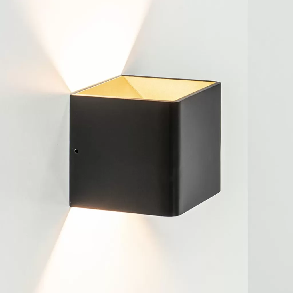 Wandlamp Stretto kubus zwart/goud>Straluma Shop