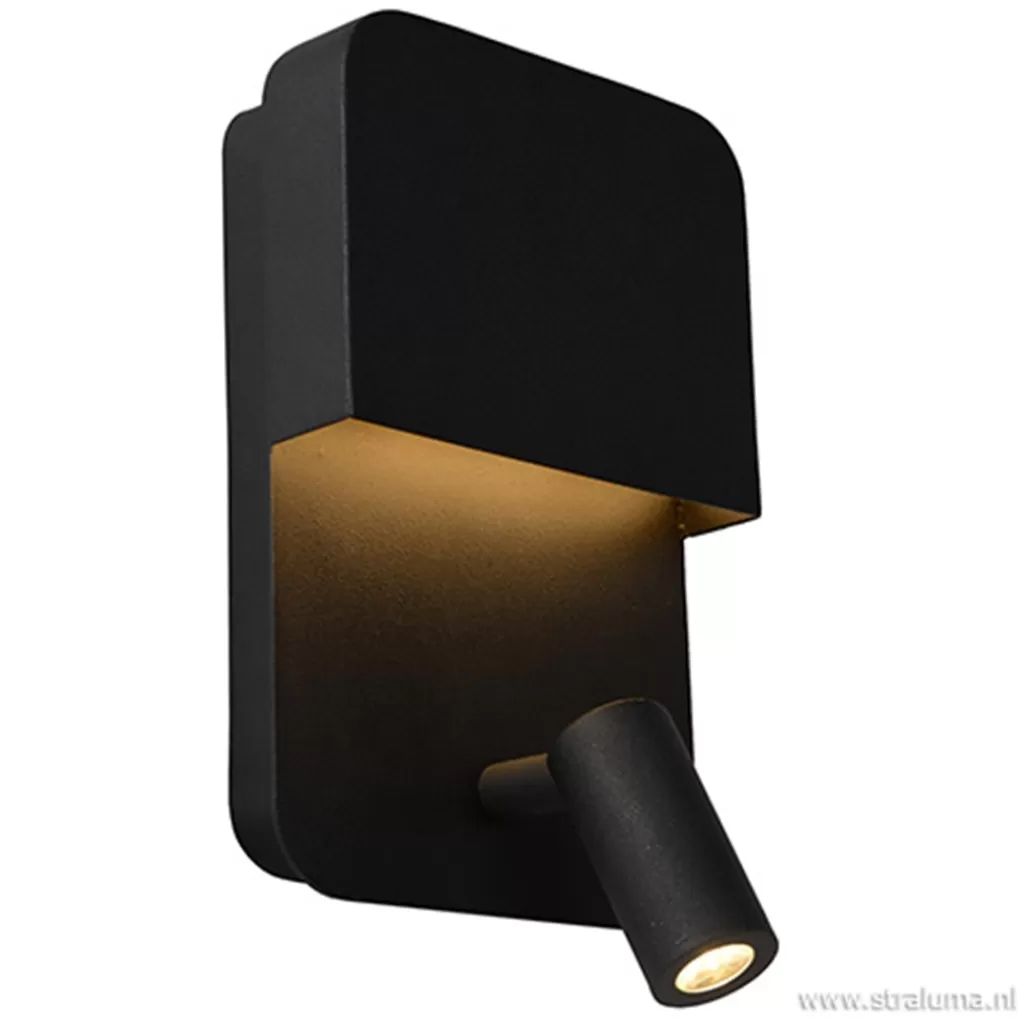 Wandlamp zwart + leesspot en usb>Straluma Discount