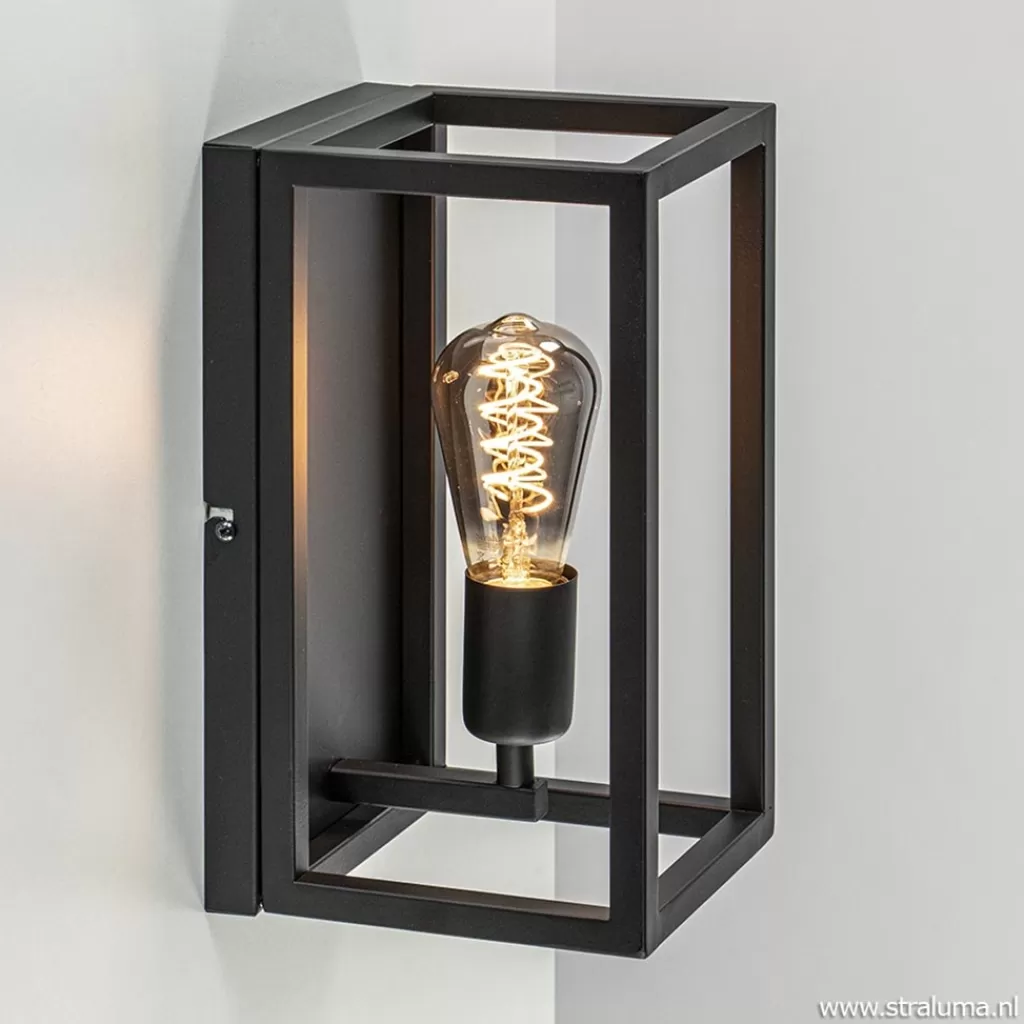 Wand-/plafondlamp rechthoek frame zwart>Straluma Shop