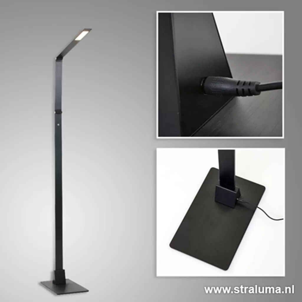 Zwarte led vloerlamp met touchdimmer>Straluma Store