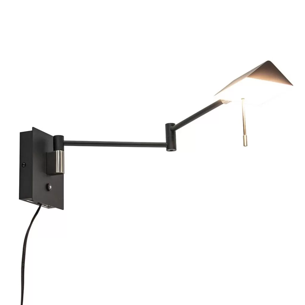 Zwarte wandlamp inclusief dimbaar LED en verstelbare arm>Straluma Shop